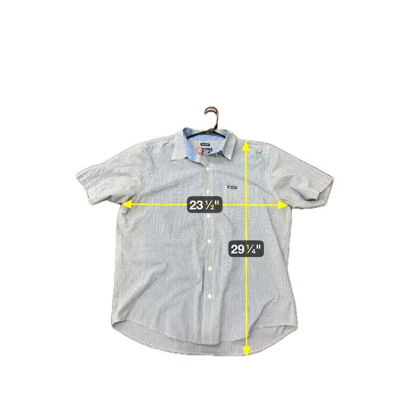 Chaps Mens Short Sleeve Button-Up Shirt Blue Gingham Check Sz XL - Picture 7 of 9